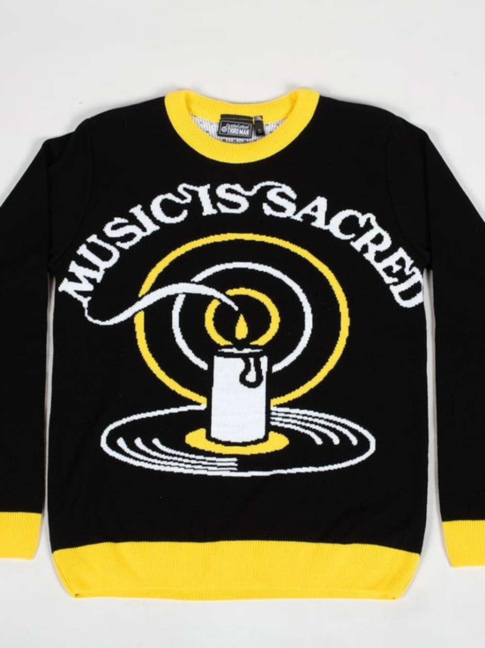 Music Is Sacred Black & Yellow Graphic Crewneck Sweater
